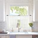 MIULEE 2 Panels Kitchen Tiers Half Window Sheer Curtains Rod Pocket Voile Drapes for Kitchen Bathroom Small Windows 29 by 24 Inch Ivory
