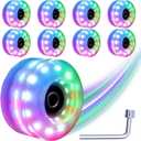 8 Pack Roller Skate Wheels with Bearings Installed Quad Light Up Wheels for Double Row Skating and Skateboard 82A