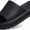 Comwarm Cloud Slide Sandals for Women Men Ultra Comfort Recovery Pillow Slippers Soft Summer Beach Shoes with Low Arch Support (7.5-8.5 Women/6-7 Men, Matte Black)