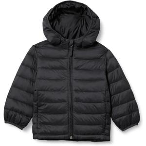 Amazon Essentials Boys and Toddlers' Lightweight Water-Resistant Packable Hooded Puffer Jacket, Insulated (XX-Large, Black)