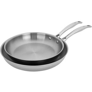 HENCKELS Clad H3 2-pc Induction Frying Pan Set, 10-inch Fry Pan and 12-inch Fry Pan, Stainless Steel, Durable and Easy to clean