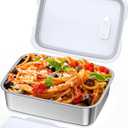 EAST OAK Stainless Steel Inner Container with Lid for Cordless Electric Lunch Box, 1.3L Meal Container for Portable Heated Lunch Box with Removable Tray Divider, Dishwasher Safe (Silver - Replaceable Container)