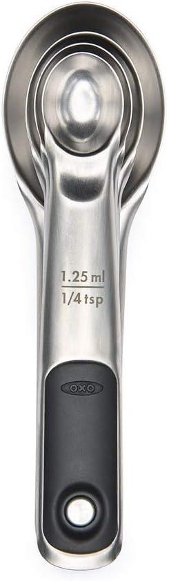 OXO Stainless Steel Measuring Spoon Set, Silver, 4-Piece