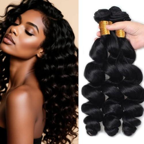 Loose Wave Bundles Human Hair #1B Loose Body Wave Bundles 12 14 16 inch Natural Black Bundle Human Hair Extensions