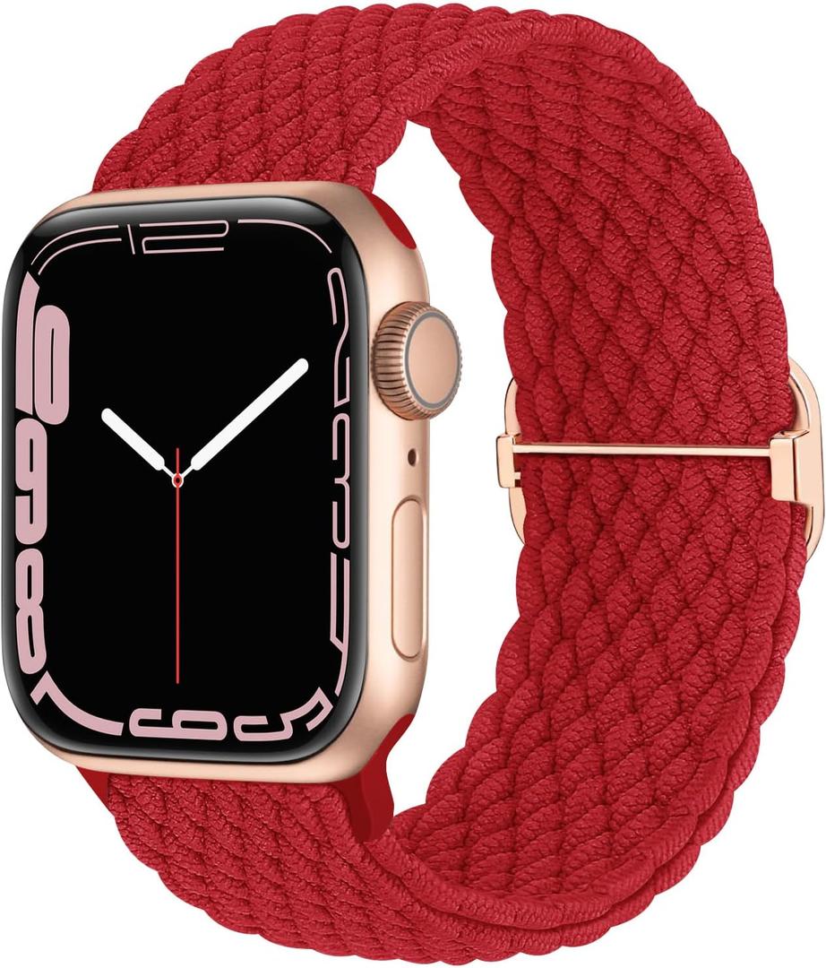 Braided Stretchy Nylon Bands Compatible with Apple Watch Band 38mm 40mm 41mm 42mm 44mm 45mm 46mm 49mm Women Men, Adjustable Sport Elastic Wristbands for iWatch Series 11 10 9 8 7 6 5 4 3 2 1 SE Ultra