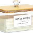 Dryer Sheet Holder with Lid, Clear Dryer Sheet Container, Dryer Sheet Dispenser with 4 Labels, Laundry Sheet Holder for Laundry Room and Organization