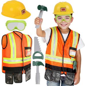 Liberry Kids Tool Set for Boys Girls 3-5 Years, Construction Worker Costume with Hat, Toddler Dress Up Toys for Birthday Gift