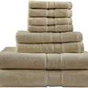 Madison Park 800GSM Bathroom Towel Set of 8 100% Cotton Bath Towel Set for Bathroom Luxurious Highly Absorbent 2 Bath Towels 2 Hand Towels 4 Washcloths Quick Dry Spa Quality Beige