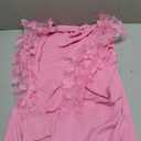 Fastkoala Women Elegant Mesh Long Sleeve Dress Ribbed Night Club Dresses (Pink, L)
