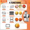 VEVOR Electric Vegetable Slicer, 4 in 1 Multifunctional Food Cutter, 200W Vegetable Chopper for Slicing Shredding Dicing and Slitting, with Cut-Resistant Gloves, for Commercial and Home Use