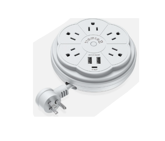 5 Outlet Power Strip USB A / Type C Surge Protector Retractable Portable