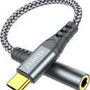 JXMOX USB Type C to 3.5mm Female Headphone Jack Adapter, USB C to Aux Audio Dongle Cable Cord Compatible with iPhone 16 Pro Max 15 Pro Max, Samsung Galaxy S24 S23 S22 Ultra, Pixel, iPad Pro, MacBook (Grey)