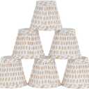 Chandelier Shades Set Of 6,Mini Lamp Shade 3" Top x 5.5" Bottom x 4.7" Slant ,Small Lamp Shades Clip On Bulb,Pleated Chandelier Lamp Shades,Fabric Lampshades That Attach To The Bulb(Brown Floral)