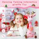 Dancing Talking Giraffe with Golden Antlers Toy, Interactive Plush Toy Repeating What You Say, Glowing Musical Electronic Giraffe with Golden Anlters, for Toddlers 1-3 Years Old (Pink)