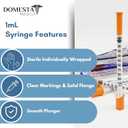 U-100,1mL (1cc) 31G, 5/16" (8mm) Syringes, Disposable, Individually Wrapped and Sterilized, Pack of 100. Smooth Plunger, Tripple Sharpened, Lubricated. In FREE 1 Gal Sharps Container