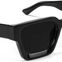 GFUIARA Trendy Square Sunglasses for Men Women Fashion Thick Rectangle Sun Glasses UV Protection Shades Designer Style (Black)