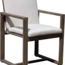 Benjara Neji 24 Inch Dining Chair, Burnt Brown Eucalyptus Wood Frame, Thick Cushion