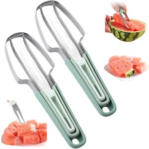 Pack of 4 Fantexy 3-in-1 Watermelon Slicer and Popsicle Maker - Stainless Steel Melon Cutter Tool for Camping and Kitchen