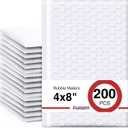 Fuxury Bubble Mailers 4x8 Inch White 200 Pack Padded Envelopes Usable Size 4x7" Thick Mailing Envelopes Bubble Opaque Padded Mailers Shipping Bags for Mailing Jewelry Makeup Small Business#000