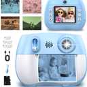 Kids Camera Instant Print 1080P Front Rear Dual Selfie - Kids Digital Camera with Video Games, 32GB & 5-Color Print Paper/ 250 Photos,Easy to Use & Great Toys Gifts for Boys Girls, Ages 3-12 (Blue)