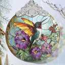 Stained Glass Suncatcher Ornament - Hummingbird Christmas Decorations - Christmas Ornaments for Tree - Holiday Present Ideas - Gift Exchange