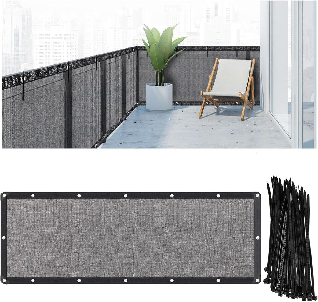 3' x 30' Balcony Screen Privacy Fence Cover HDPE UV Resistant Privacy Screen Outdoor Balcony Shield Decor Mesh Fence Panel Cover for Deck Patio Backyard Pool Porch Outside(Black)