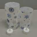 Baquler 3 Set Snowflake Flameless Candles Christmas Winter Themed Lampshade with LED Tea Lights Silver and Blue Snowflake Candle Decorations for Xmas Winter Tabletop Fireplace Home Decor