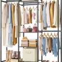 HOMIDEC Wardrobe Closet, 4 Hanging Spaces Portable Clothes Rack,Free Standing Closet Organizer and Storage System with Hanging Rods,Clothing Rack Suitable for Cloakroom,Bedroom,Entrances,etc.Black (Large)