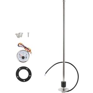 Fuel Sending Unit and Gauge Kit 610mm Length Boat Fuel Sending Unit Marine Fuel Sender Unit Metal Silver Tone 1 Set 0-190 Ohm