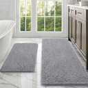 OLANLY Bathroom Rugs Sets 2 Piece, Soft Absorbent Chenille Bath Mats Area Rug Set, Non-Slip, Quick Dry, Machine Washable Bath Mats for Bathroom, Home Decor Accessories (47"x20"+30"x20", Grey)