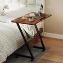 Funecy Overbed Bedside Table with Wheels,Small Desk Portable Rolling,Overbed Table Home Use, Portable Computer Desk,Movable Desk (Rustic Brown), 31.5" x 16" x 29"