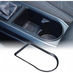 Gear Box Cup Holder Trim Ring Compatible with Toyota Tacoma 2016-2023, Center Console Gear Shift Panel Frame Cover Trim Accessories(Cup Holder Ring-Matte Black)