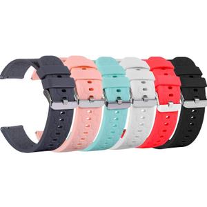 20mm Width Silicone Quick Release Wristband Replacement Sports Straps Bracelet Watch Band Women Men Strap with Quick Release Pins for Smartwatch (Six Colors, Width:20mm)
