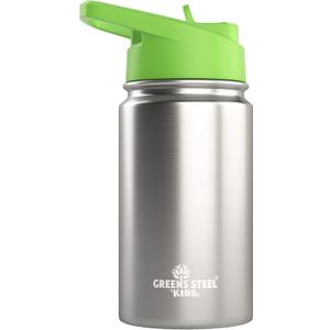 Kids Water Bottle - 12oz Stainless | Leak Proof With Straw & Handle | 24 Hours Cold | Insulated, Double Wall Stainless Steel | Easy Sip Toddler Cup | Child's Flask | Eco Friendly