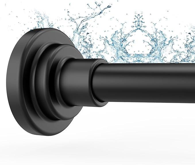 Shower Curtain Rod Adjustable Shower Rods Spring Tension Room Divider Curtain Rod for Bathroom Pole or Windows Easy Install Closet Matte Black No Drilling Stainless Steel Anti-Slip 30-88 Inch