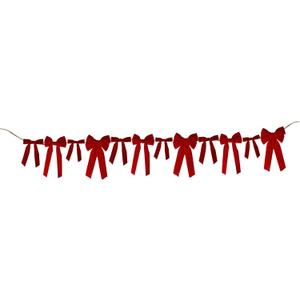 Velvet Bow Garland Banner -Coquette Bachelorette Party Decor, Bridal Shower Backdrop, Wedding & Birthday Party Supplies, Engagement Decorations (Red)