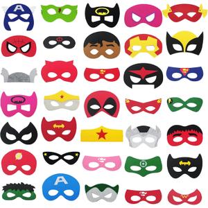 LURICO 35pcs Superhero Masks for Kids - Felt Masks for Birthday Parties & Halloween, Cosplay Toys for Boys & Girls
