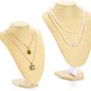Hedume Set of 2 Necklace Chain Jewelry Bust Display Holder Stand, Linen Display Necklace Mannequin, Necklace Bust Jewelry Bust Stand, 2 Size - 9" Height and 11.2" Height