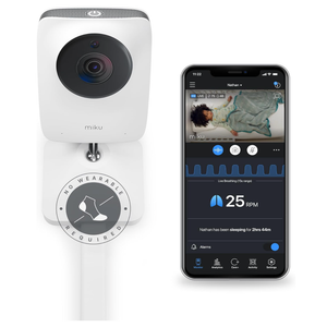 Miku Pro Smart Baby Monitor with Camera, Track Live Breathing with No Wearable, Real-Time Alerts, Sleep Analytics, 1080p Wi-Fi Video, Night Vision, and 2-Way Audio, Wall Mount Included