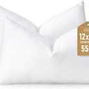Artscope Synthetic Down Lumbar Pillow Insert, 12x20 Down Alternative Throw Pillow Insert. Ultra Soft Fluffy Sleeping Pillow with 100% Cotton Cover, Decorative Pillows Set of 2-White.