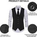 1920s Mens Costume Roaring 20s Costumes Accessories Set 1920s Vest Suspenders Hat Pocket Watch Tie (Black, L)