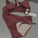 CUPSHE Bikini Set for Women Two Piece Swimsuit V Neck Triangle Top Wide Straps Cross Back Lace up Mid Rise S