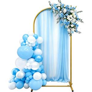 6.6FT Arch Backdrop Stand, Metal Wedding Arch Stand, Background Arches with Square Base Ground Nails for Party, Wedding, Birthday, Baby Shower, Bridal Shower, Balloon Arch Decoration, Gold