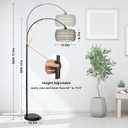 Arc Standing Lamp, Boho Floor Lamps for living room with Remote and LED Dimming Bulb, Rattan Tall Lamp for Bedroom with 3 Color Temperatures, Height Adjustable Farmhouse Stand up Light for Office