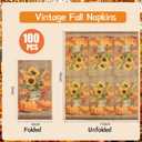 100PCS Fall Thanksgiving Napkins, Disposable Sunflower Pumpkin Paper Napkins for Thanksgiving Party Table Decorations