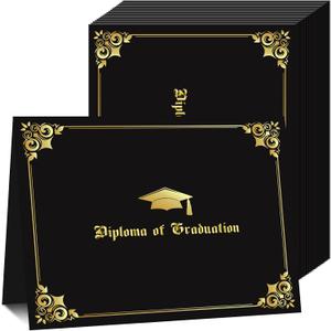 FYSUIMU 30 Packs Graduation Certificate Holders Black Diploma Cover Gold Foil Border Congrats Grad Certificate Folders for Letter Size 8.5 x 11 Inch Award Certificates Cardstock Paper Document