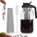Cold Brew Coffee Maker,64 oz Mason Jar Pitcher with Stainless Steel Filter, Pour Spout Handle Lid, Heavy Duty Glass Airtight & Leak-Proof Pitcher for iced coffee Tea Lemonade