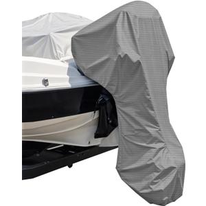 Seal Skin Covers Outboard Motor Cover with Zipper, Waterproof, UV-Proof, Trailerable Full Size Boat Engine Cover for Motor, Fade Resistant, Gray Color, Fits 100-150HP (90-140HP)