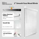 DEZ FURNISHINGS Cordless 2" Smooth Faux Wood Blind, 26.75" W x 60" H, Smooth White