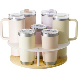 Rotatable Lazy Susan Stanley Organizer for Kitchen Cabinets, Stanley Tumbler Holder, Convenient for Holding Cups, White